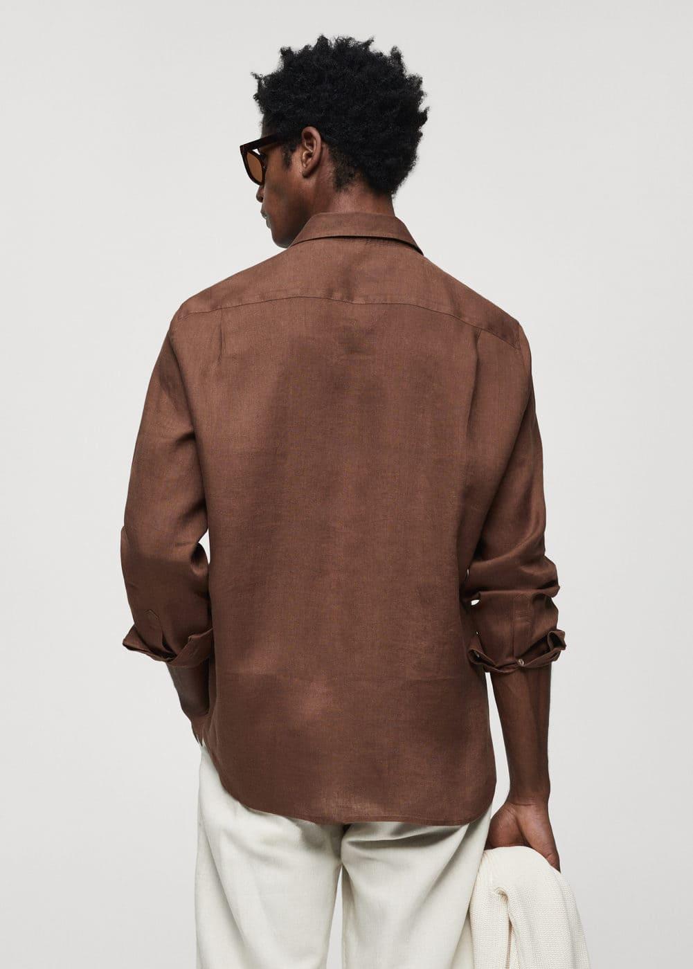 MANGO MAN - 100% linen slim-fit shirt brownMen Product Image