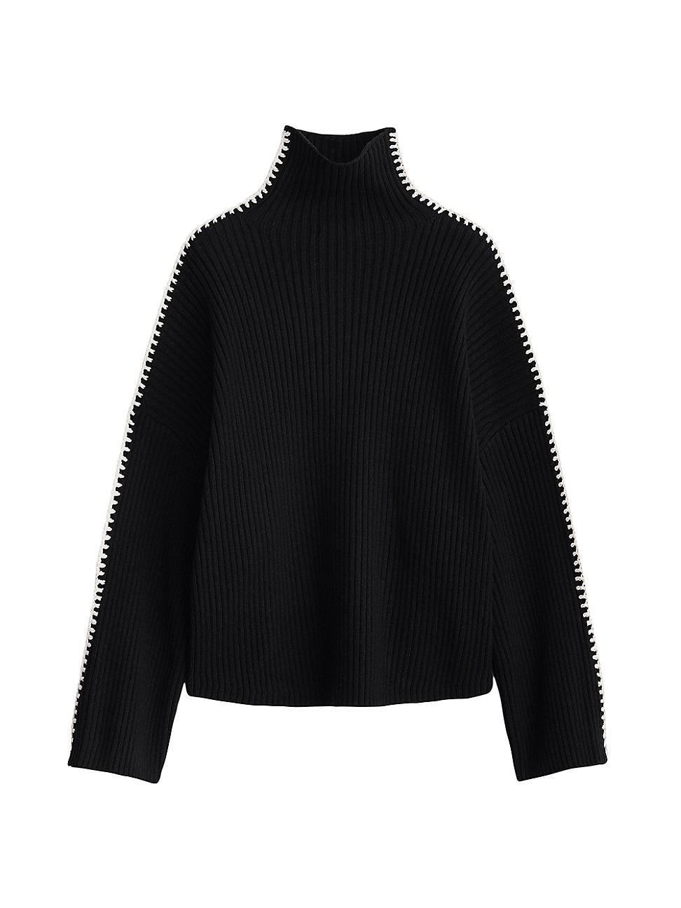 Womens Ingrid Stitched Turtleneck Sweater Product Image