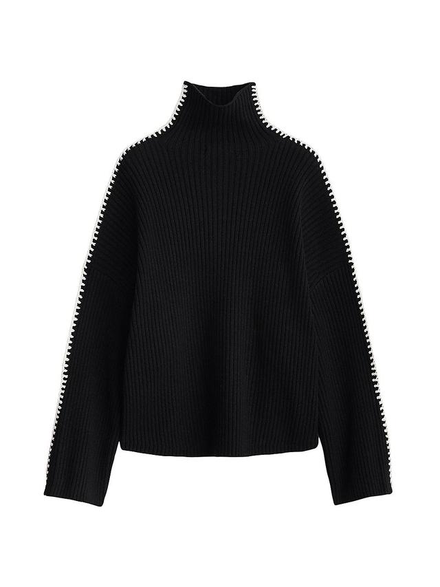 Womens Ingrid Stitched Turtleneck Sweater Product Image