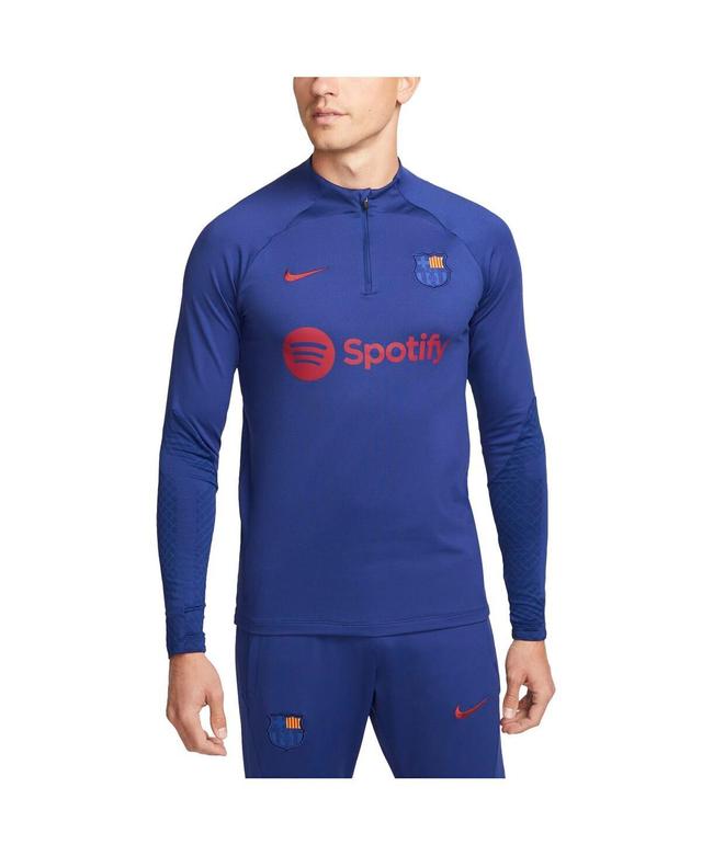 Mens Nike Blue Barcelona Strike Drill Performance Quarter-Zip Raglan Long Sleeve Top Product Image