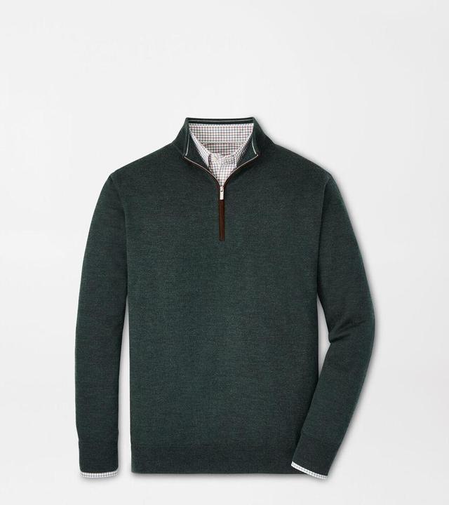 Peter Millar Mens Autumn Crest Suede Trim Quarter-Zip | Color: Black | Size: XL Product Image