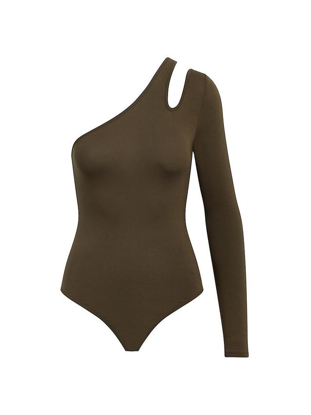 Womens Asymmetrical Long Sleeve Bodysuit Product Image