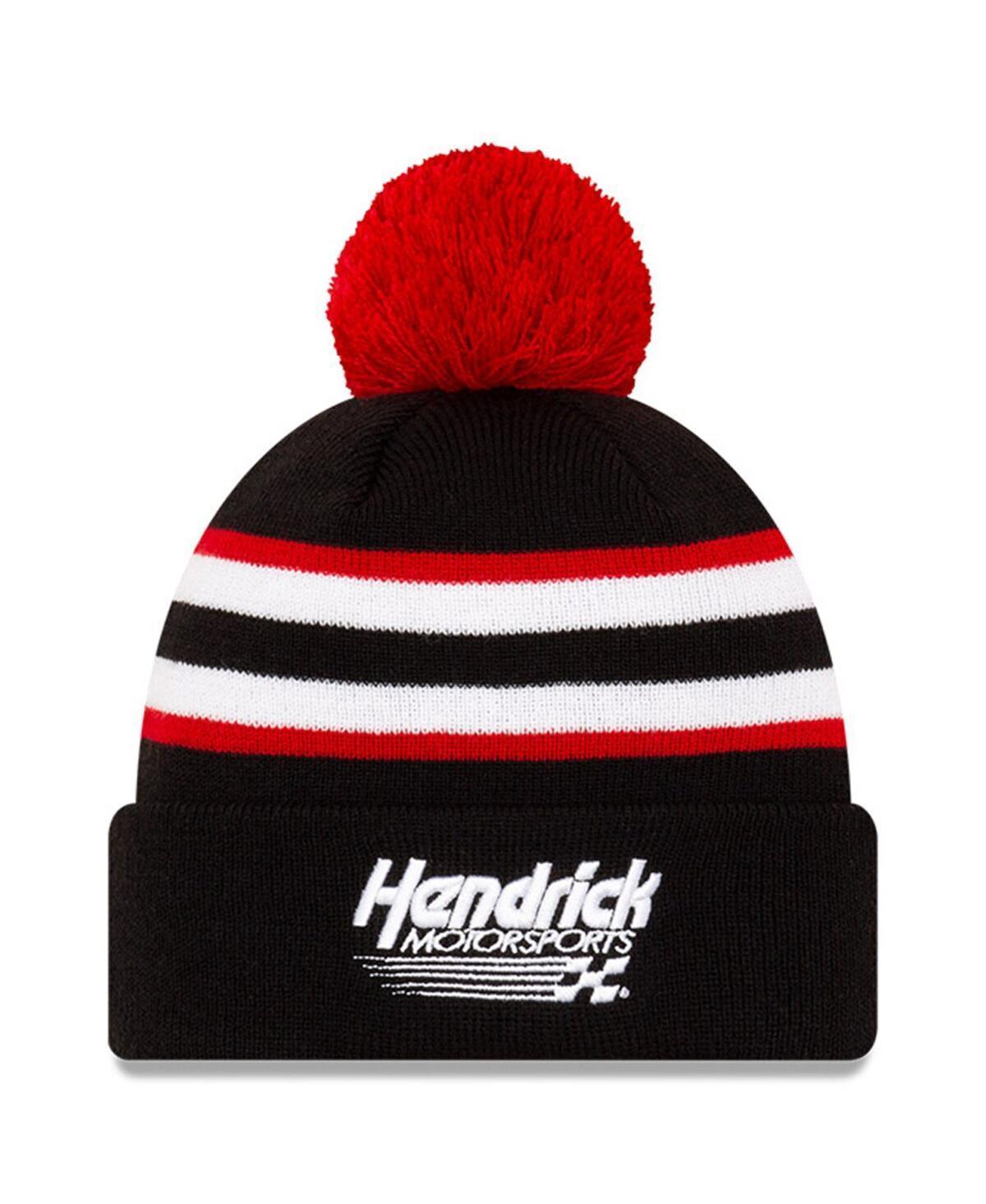 Mens New Era Black Hendrick Motorsports Cuffed Pom Knit Beanie - Black Product Image