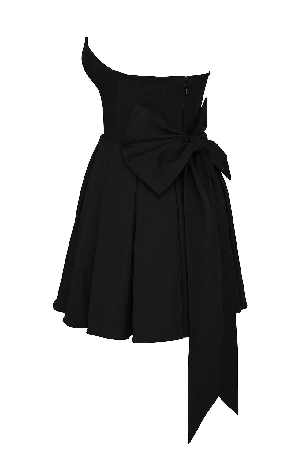 Emmanuela Black Strapless Detachable Bow Mini Dress Product Image