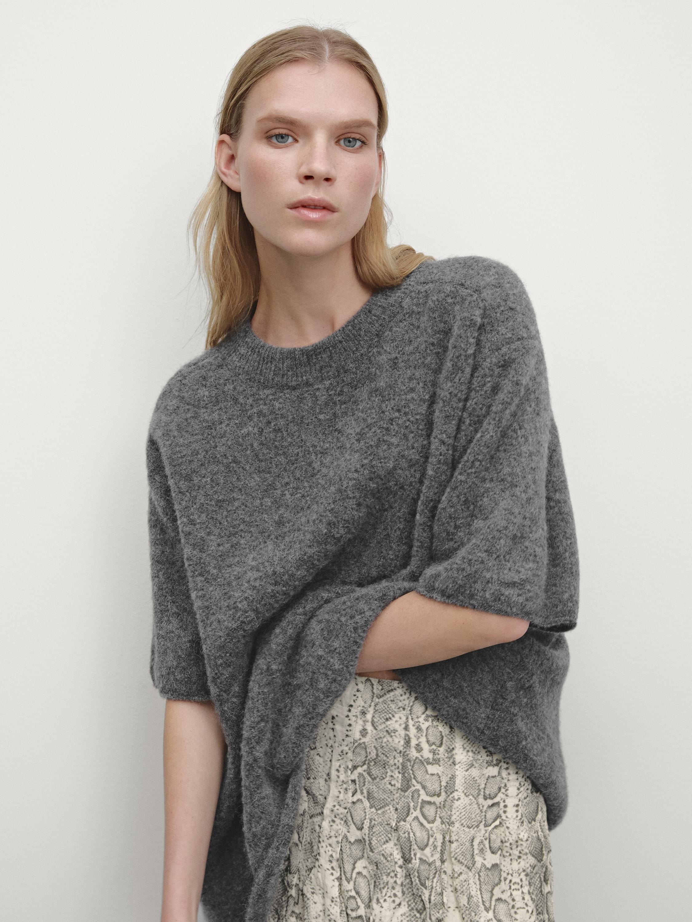 Snakeskin print wool blend midi skirt · Grey · Smart / Skirts | Massimo Dutti Product Image