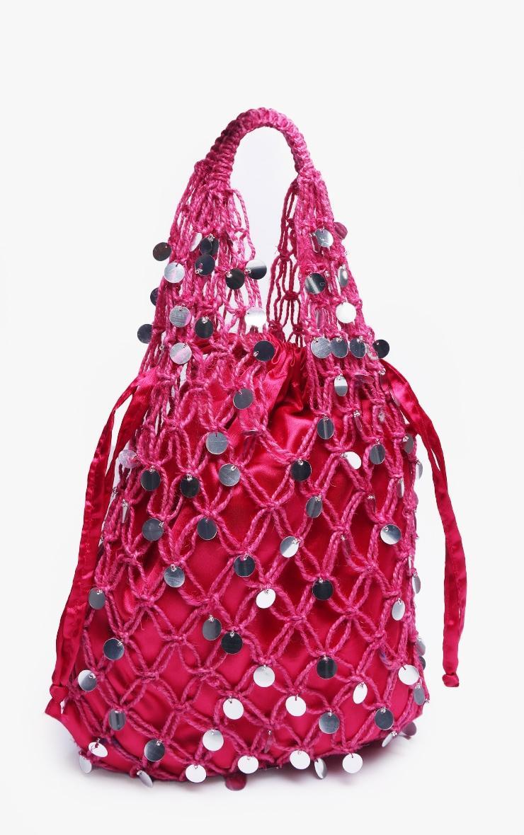 Pink Sequin Knit Tote Bag Product Image