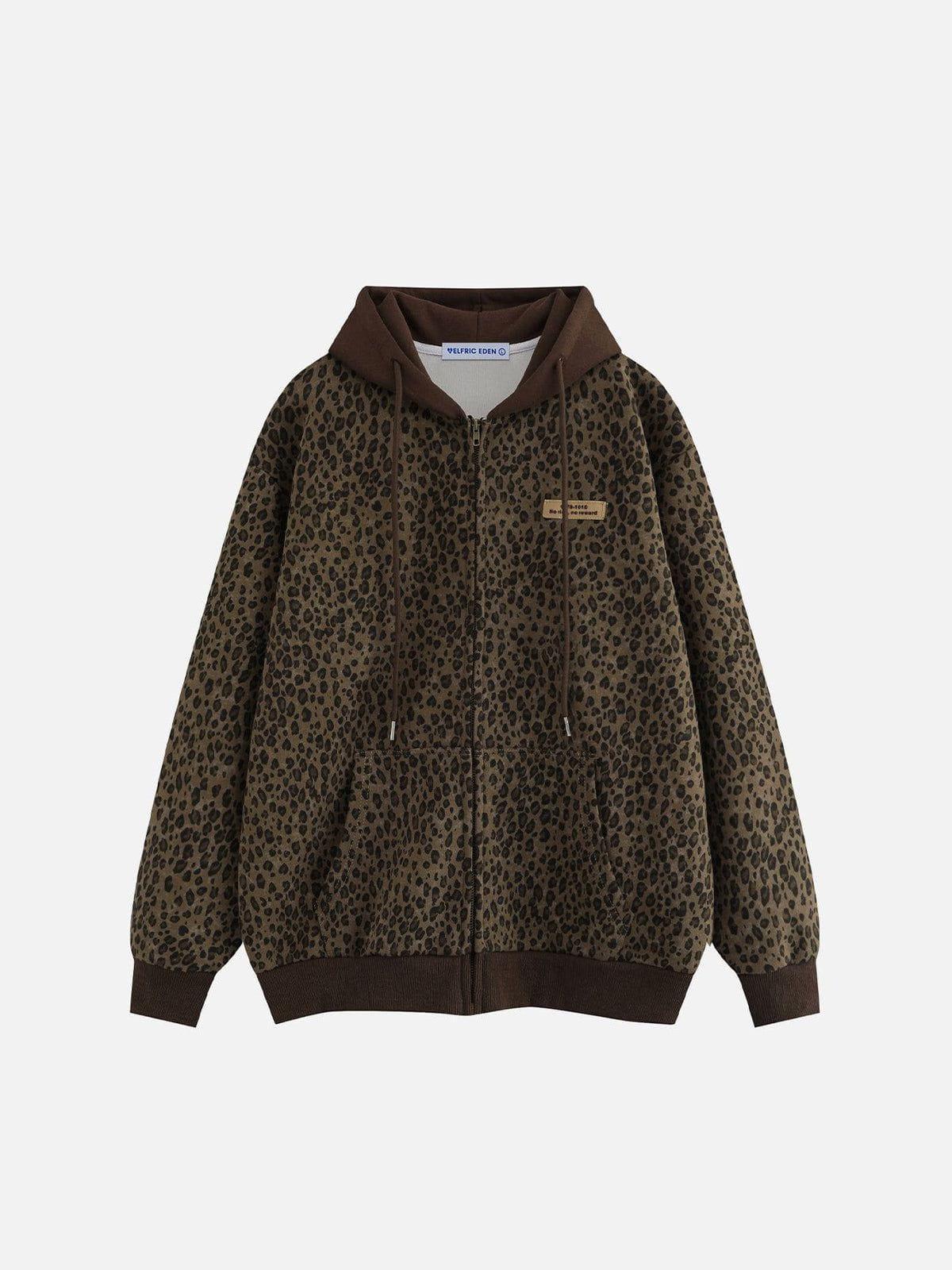 Aelfric Eden Leopard Print Zip Up Hoodie Product Image