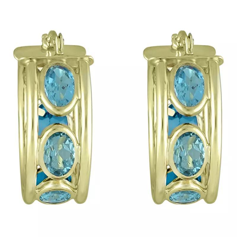 10k Gold Blue Topaz Huggie Hoop Earrings, Womens Product Image