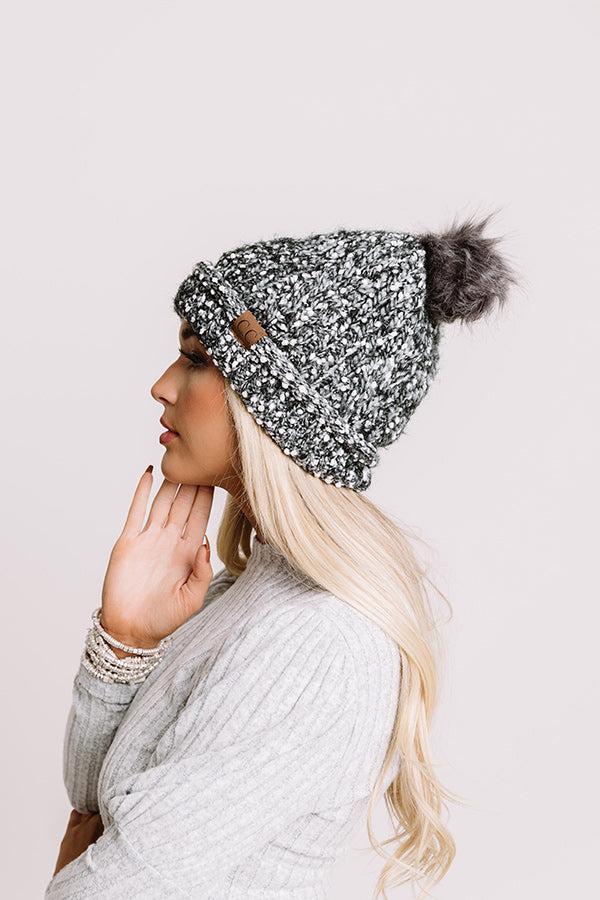 Full Of Warmth Popcorn Knit Beanie in Charcoal Product Image