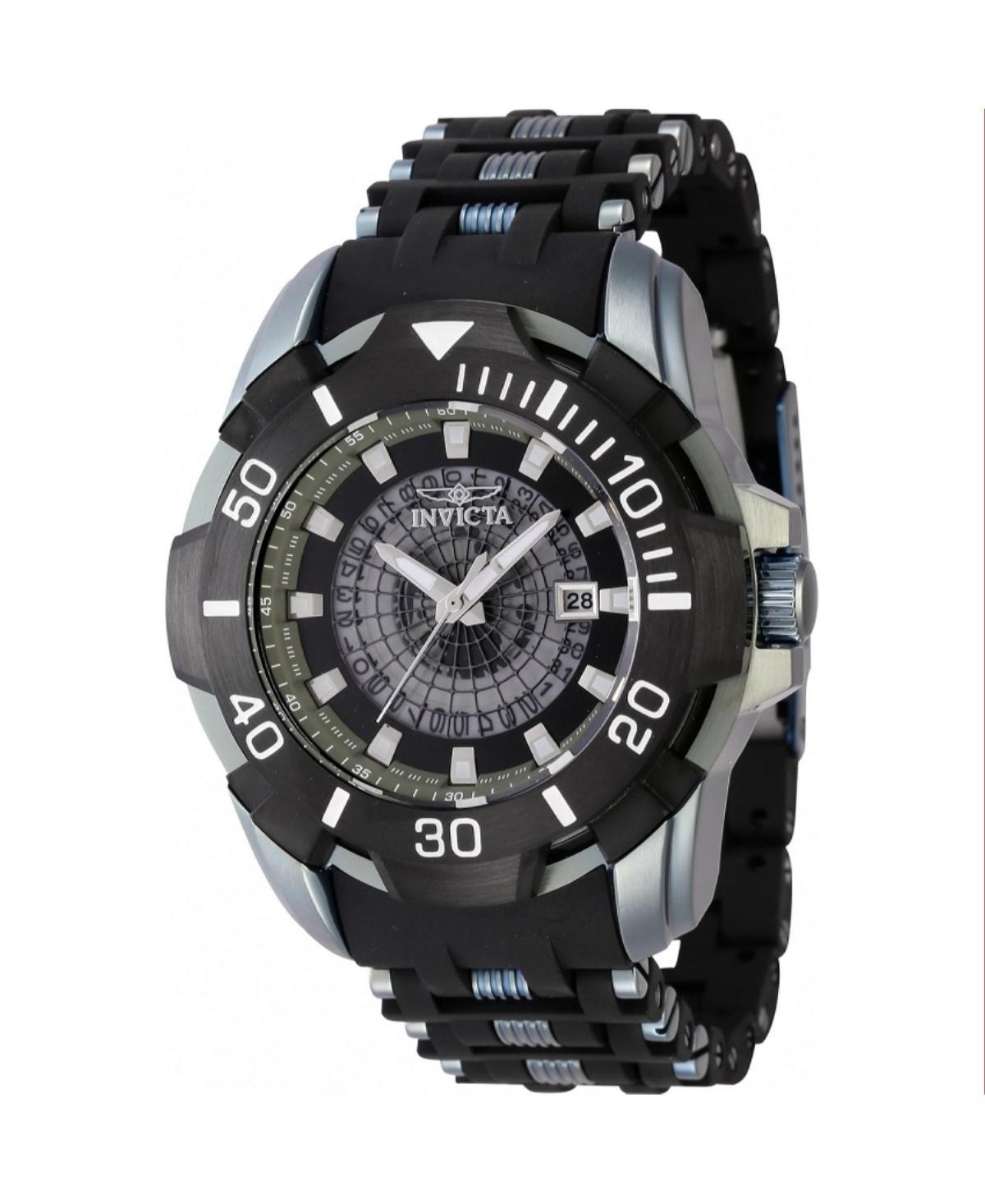 Invicta Mens 44130 Sea Spider Quartz Multifunction Black, Green, Transparent Dial Watch - Black Product Image