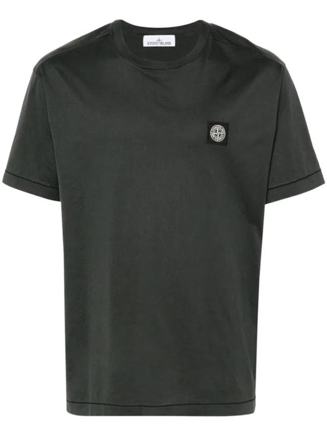 STONE ISLAND Compass-patch Cotton T-shirt In Black Product Image