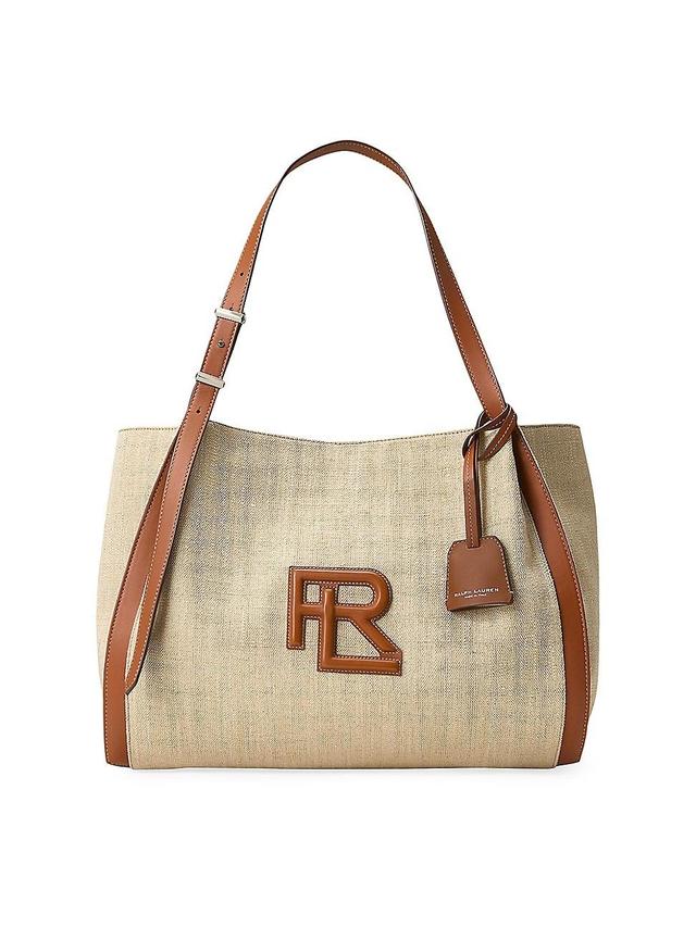 Womens RL 888 Leather-Trimmed Woven Tote Bag Product Image