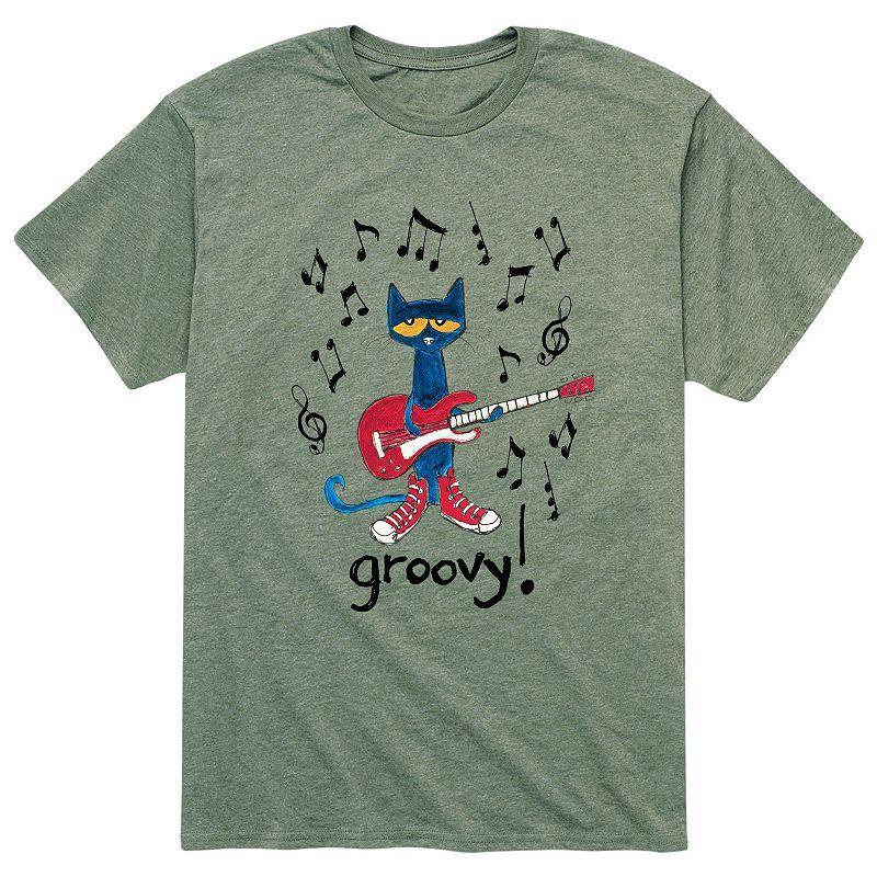 Mens Pete The Cat Groovy! Music Tee Grey Military Green Product Image