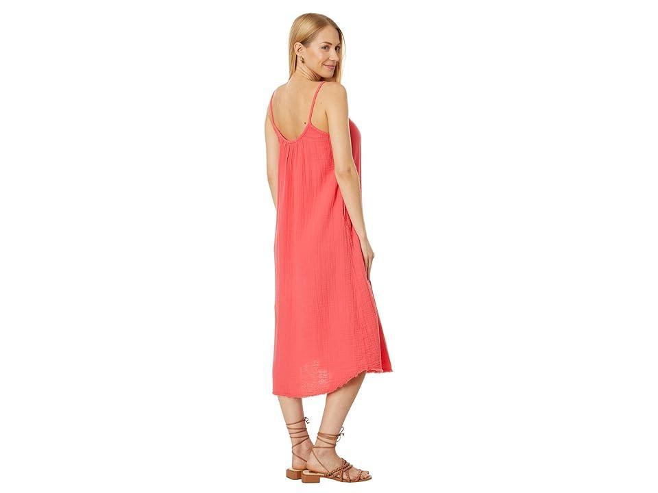 Mod-o-doc Double Layer Gauze Cami Midi Dress (Living Coral) Women's Clothing Product Image