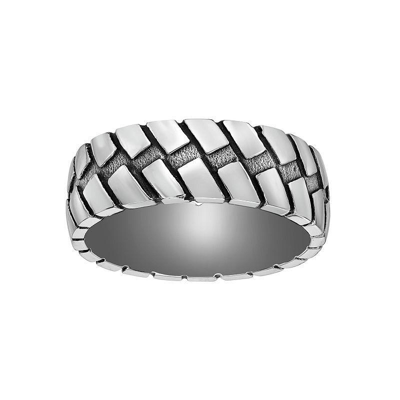 Mens LYNX Stainless Steel Textured Ring Product Image