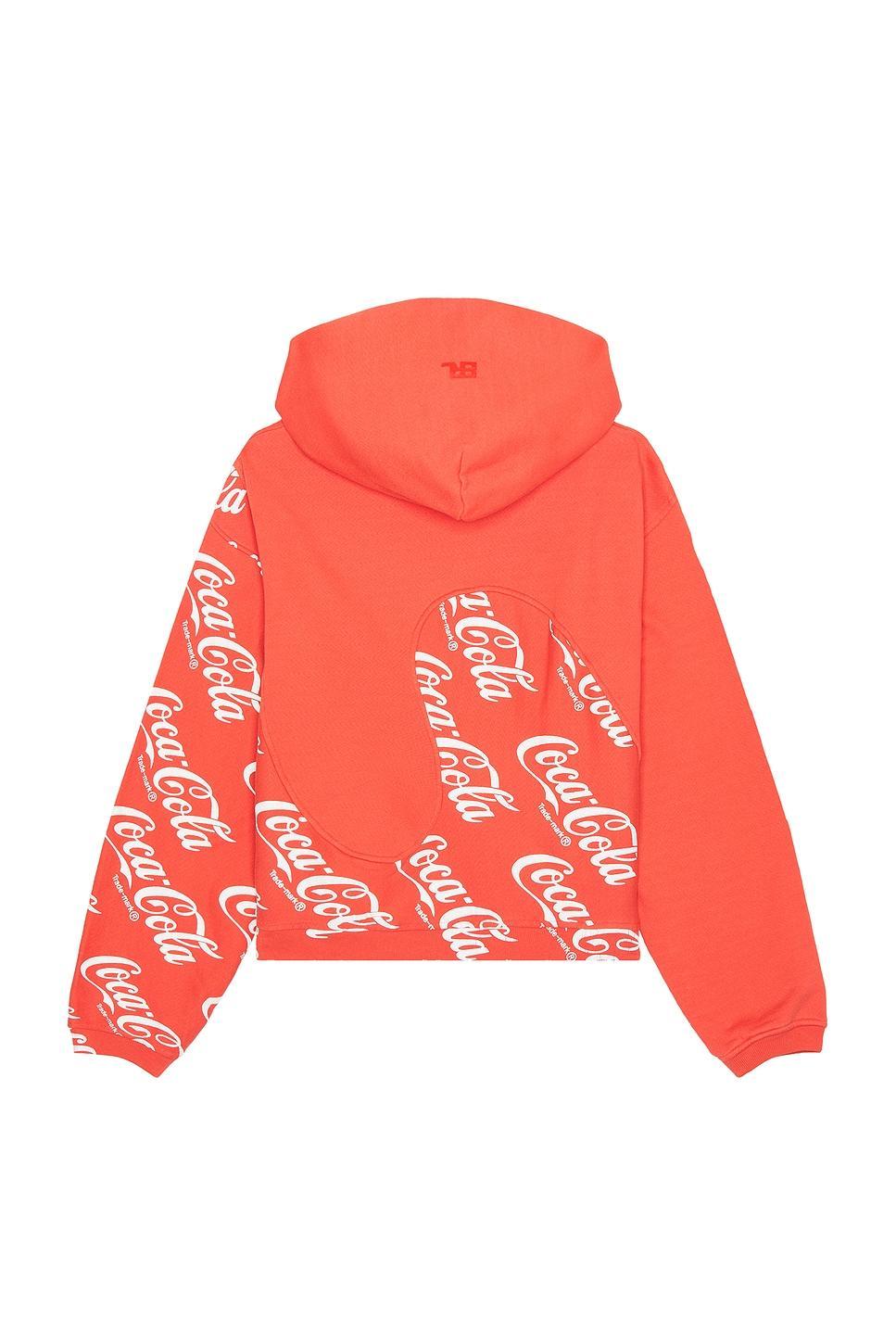 ERL Men Coca Cola Swirl Hoodie Knit in Red - Red. Size L (also in M, S). Product Image