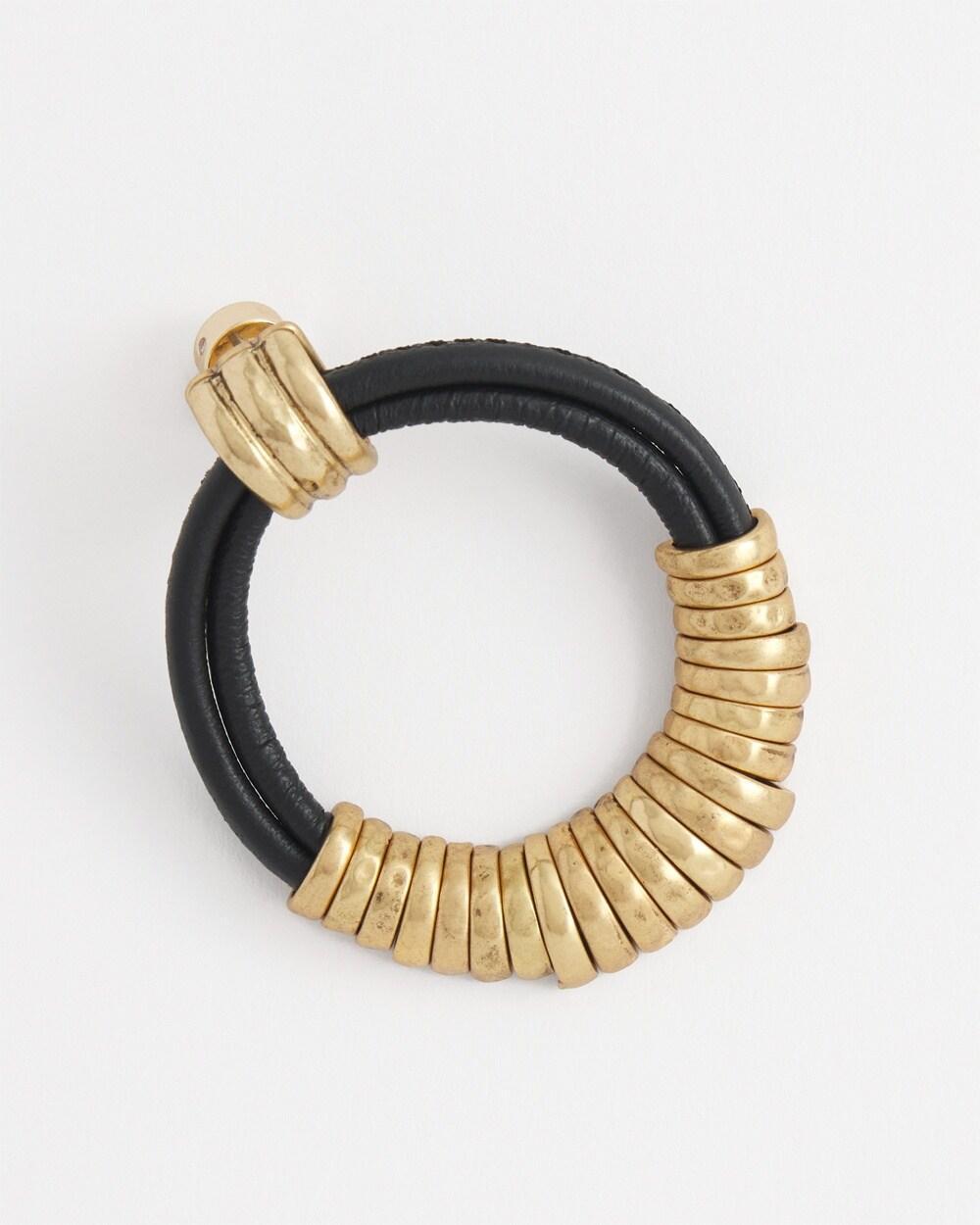 No Droopu2122 Black Leather Hoop Earrings Product Image