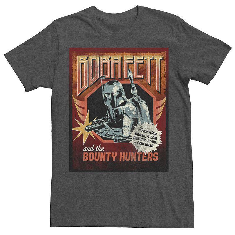 Mens Star Wars Boba Fett And The Bounty Hunters Poster Tee Royal Grey Product Image