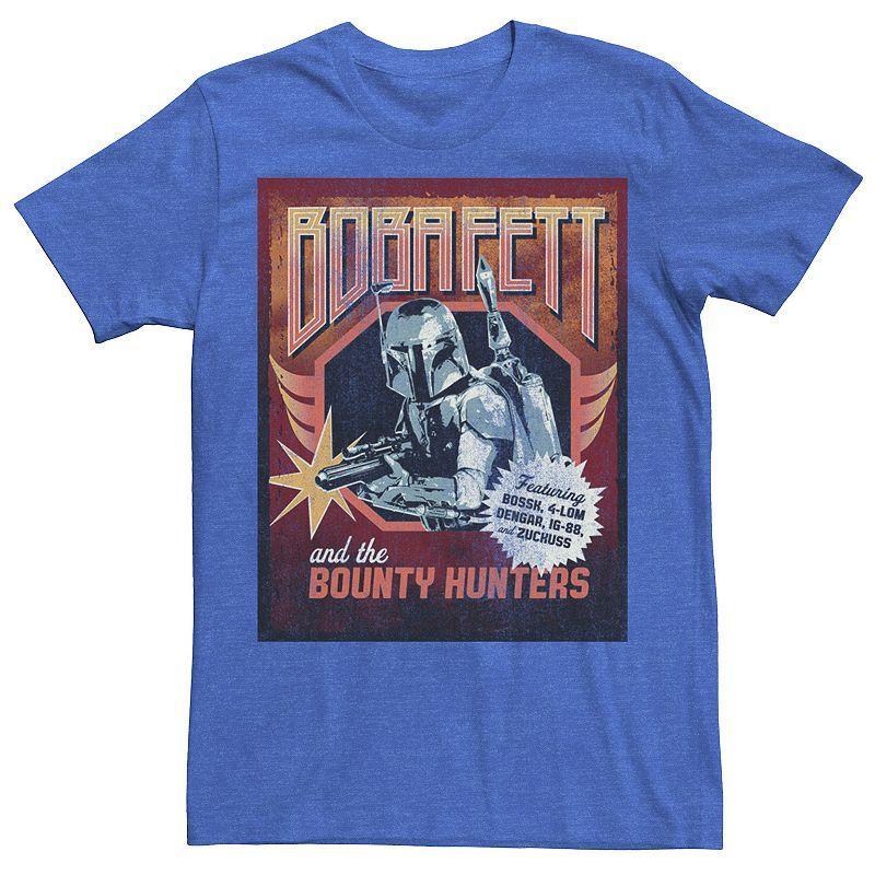 Mens Star Wars Boba Fett And The Bounty Hunters Poster Tee Royal Grey Product Image