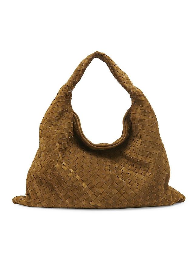 Womens Large Hop Intrecciato Suede Hobo Bag Product Image