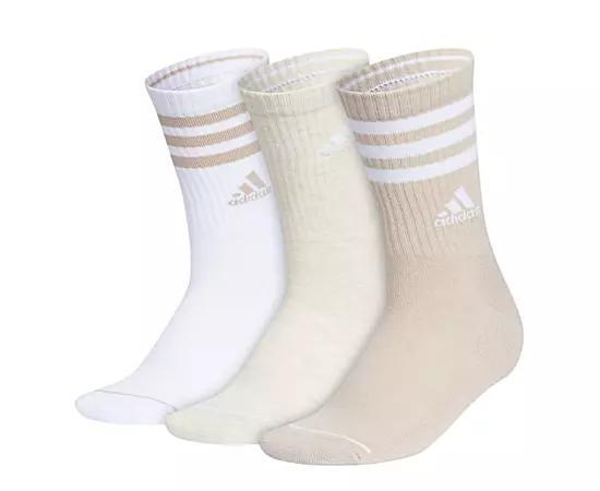 Adidas Womens Cushioned 3-Stripe 3.0 Crew Socks 3 Pairs Product Image