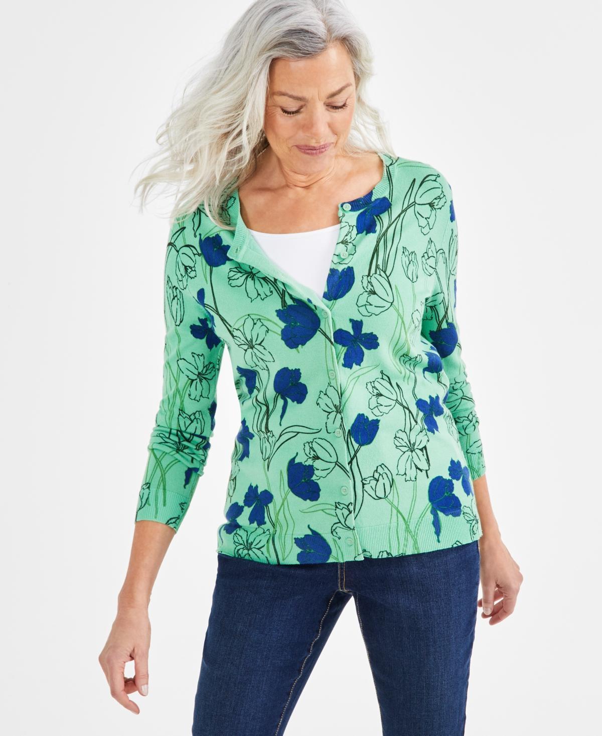 Style & Co Womens Printed Button-Up Cardigan Sweater, Created for Macys Product Image