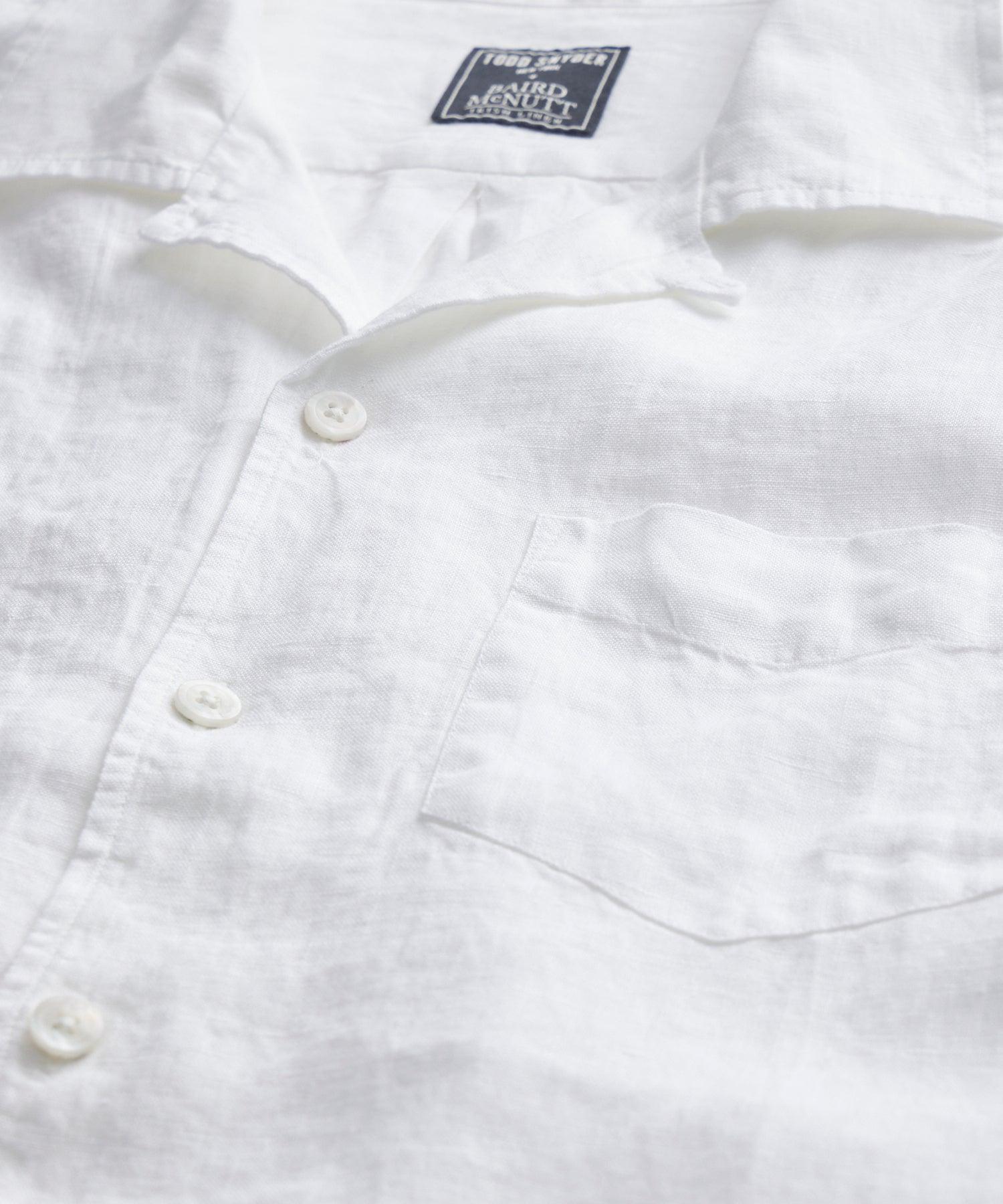 Sea Soft Irish Linen Camp Collar in White Product Image