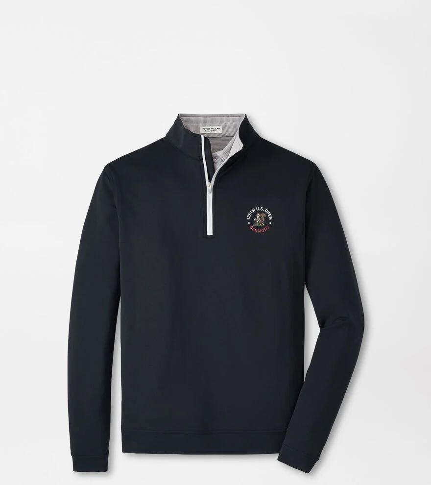 Peter Millar Mens 125th U.S. Open Perth Performance Quarter Zip | Color: Black | Size: XS Product Image