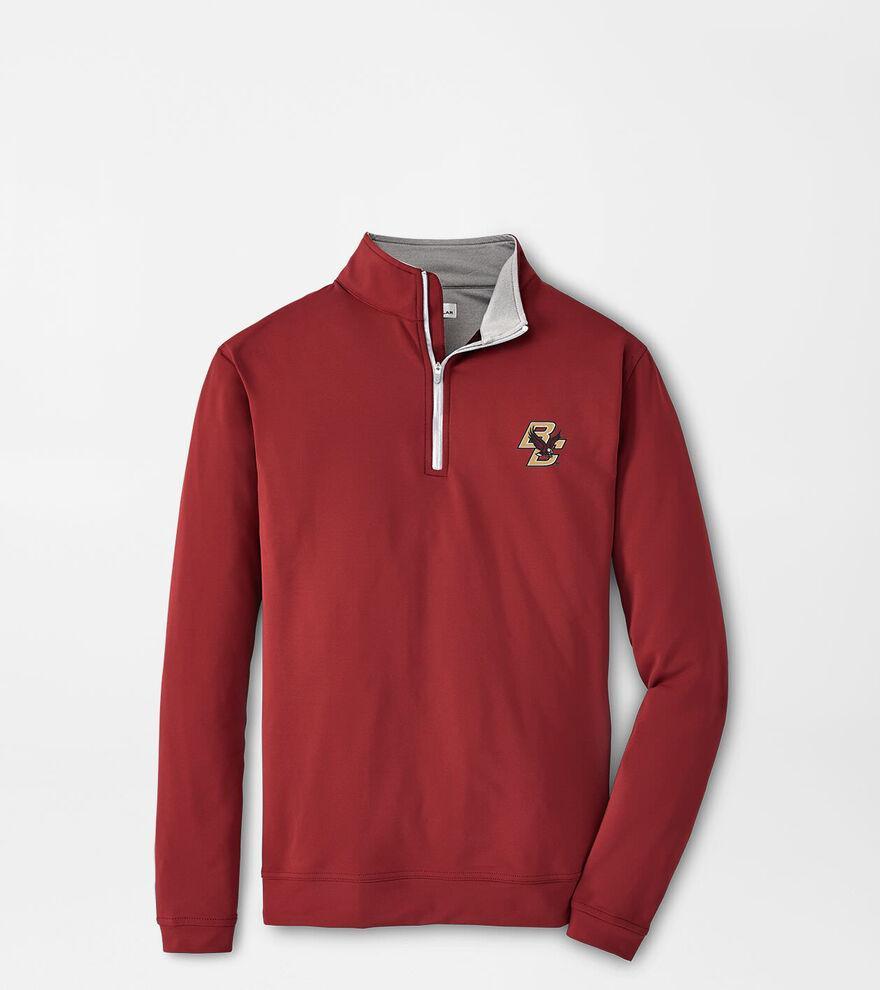 Peter Millar Mens Boston College Perth Performance Quarter-Zip | Color: Maroon | Size: M | BC Product Image