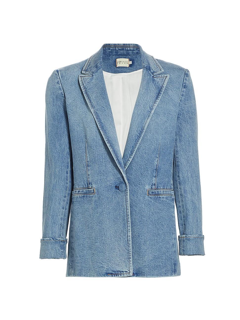 Alice + Olivia Justine Roll Cuff Denim Blazer Product Image