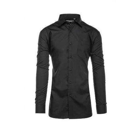 Cotton Blend Dress Shirt Regular Fit In Black Product Image