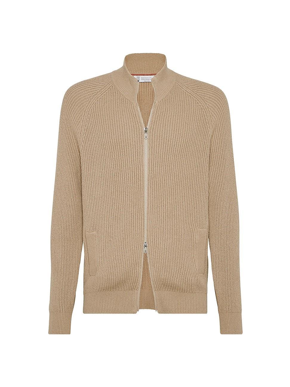 Mens Cotton English Rib Cardigan With Zipper Product Image