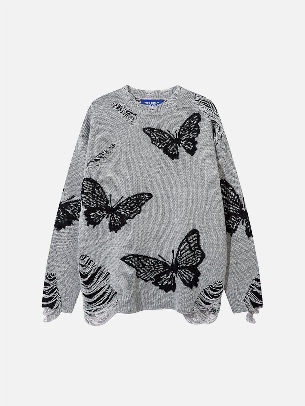 Aelfric Eden Butterfly Jacquard Distressed Sweater Product Image