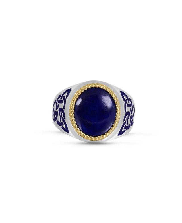 LuvMyJewelry Lapis Lazuli Gemstone Sterling Silver Men Signet Ring with Enamel Product Image