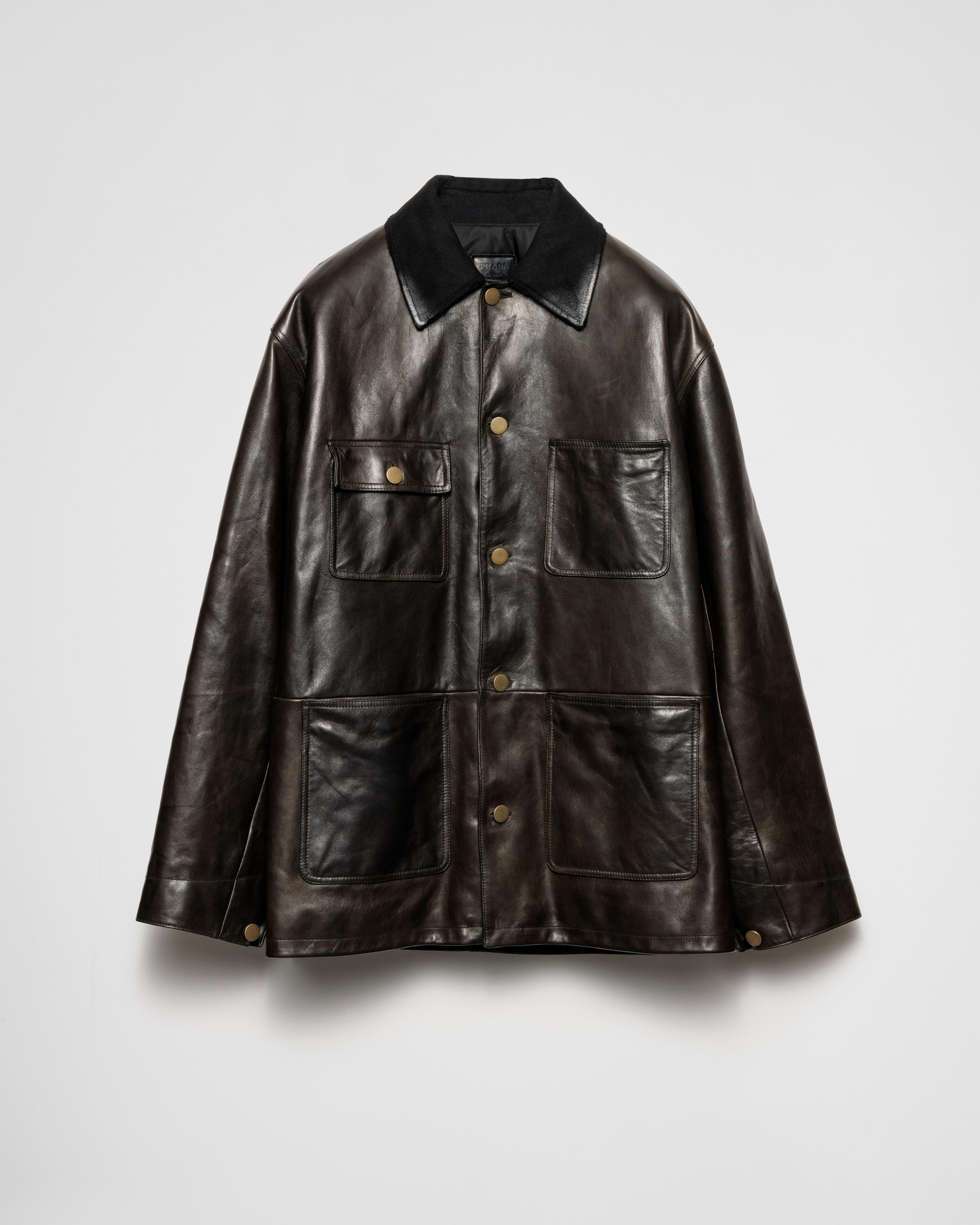 Leather and shearling caban jacket Product Image