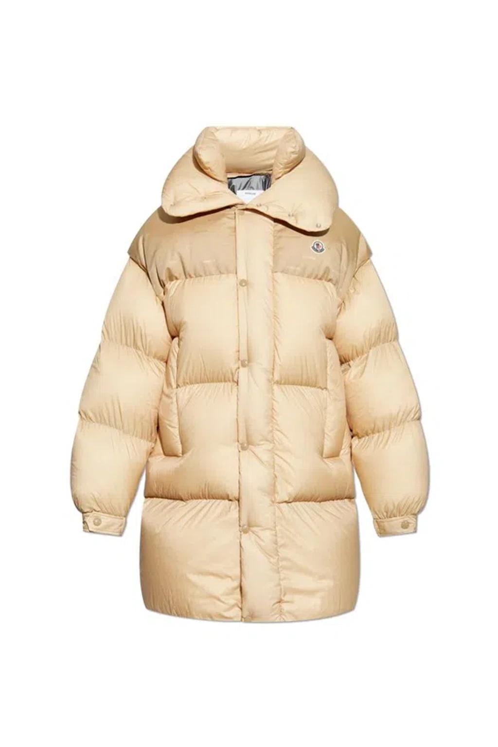 MONCLER Verone 2 Logo Patch Puffer Jacket In Beige Product Image