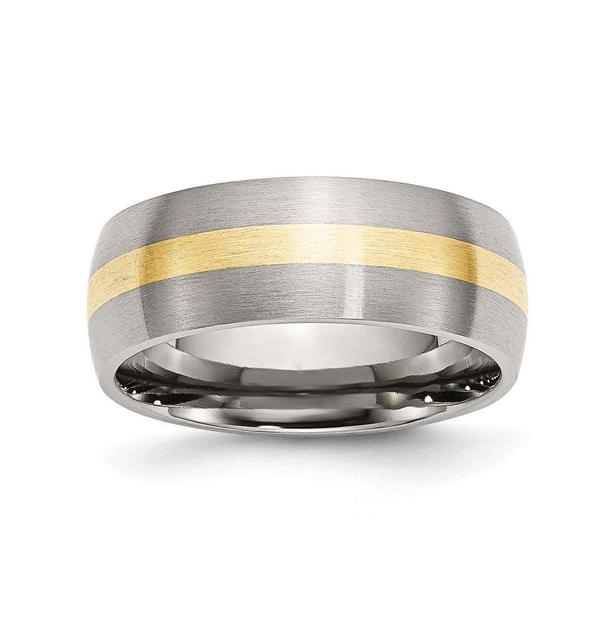 Chisel Stainless Steel with 14k Gold Inlay Brushed 8mm Band Ring Product Image