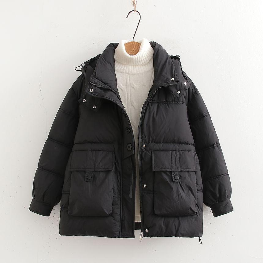 Plain Padded Hooded Zip Jacket Product Image