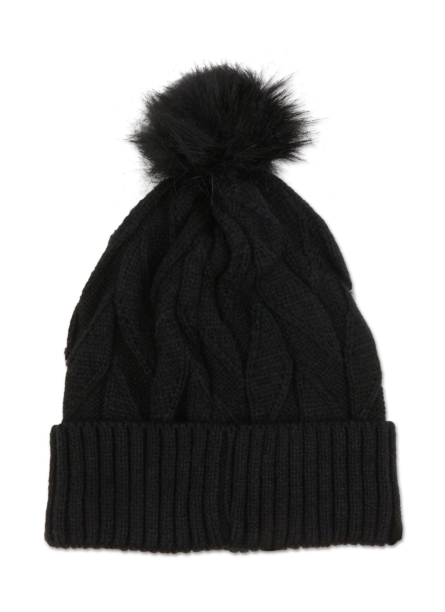 Textured Knit Sequin Pom Pom Beanie Female Product Image