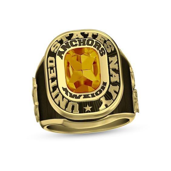 Men's Engravable Military Ring by ArtCarved (1 Stone) Product Image