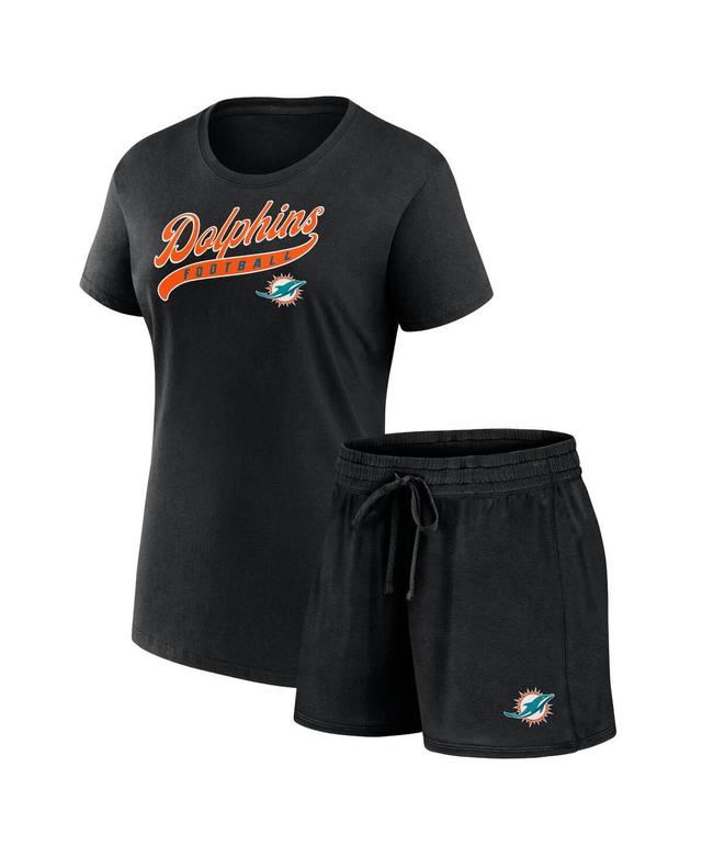 Fanatics Womens Black Miami Dolphins Start to Finish T-Shirt Shorts Combo Pack Product Image