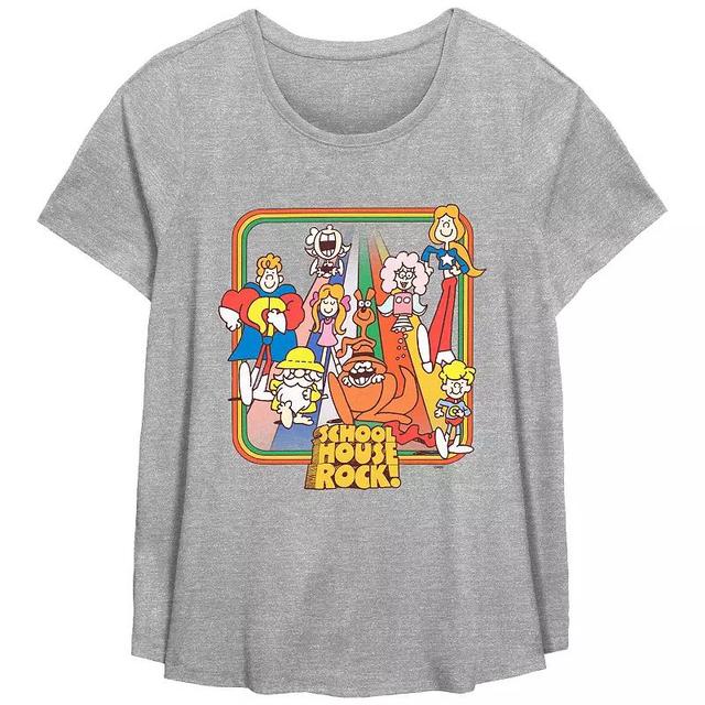 Disneys Schoolhouse Rock! Rainbow Road Walk Plus Size Flowy Graphic Tee, Womens Grey Gray Product Image