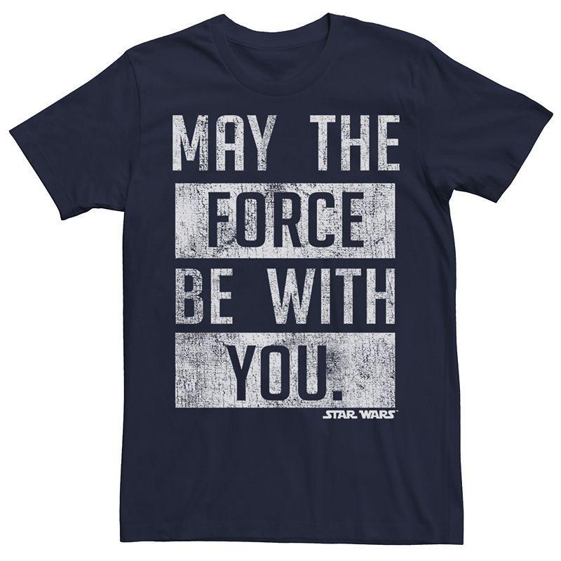 Mens Star Wars May The Force Be With You Blocks Tee Blue Product Image