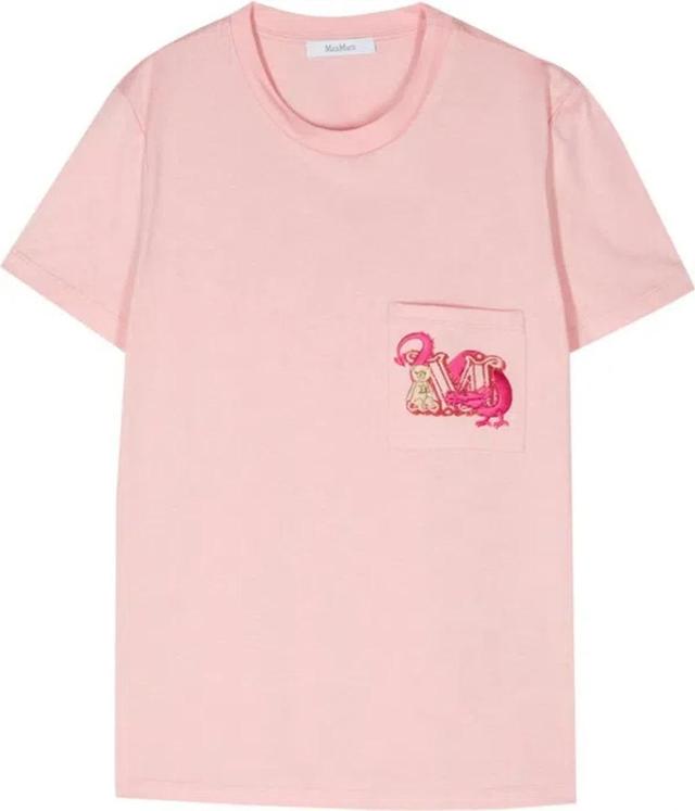 Pink Cotton Logo Embellishment T-shirt Product Image