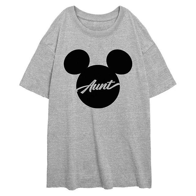 Disneys Mickey Mouse Aunt Womens Oversized Graphic Tee Athletic Grey Product Image