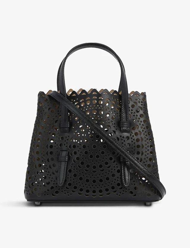 ALAÏA Alaia Noir Mina 20 Laser-cut Leather Tote Bag In Black Product Image