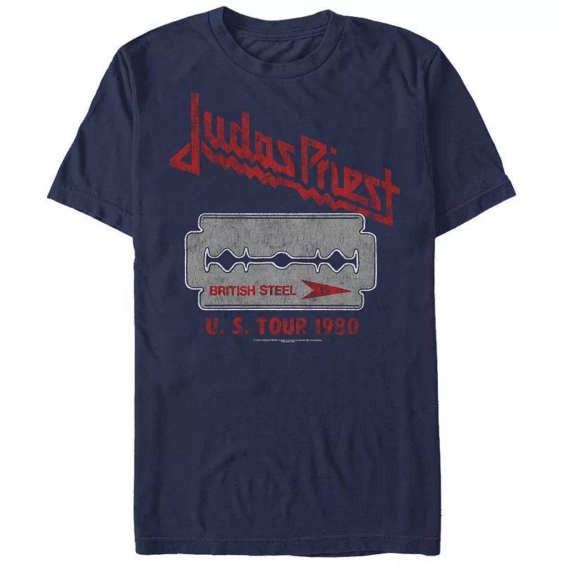 Mens Judas Priest British Steel U.S. Tour 1980 Graphic Tee Blue Product Image