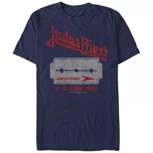 Mens Judas Priest British Steel U.S. Tour 1980 Graphic Tee Blue Product Image