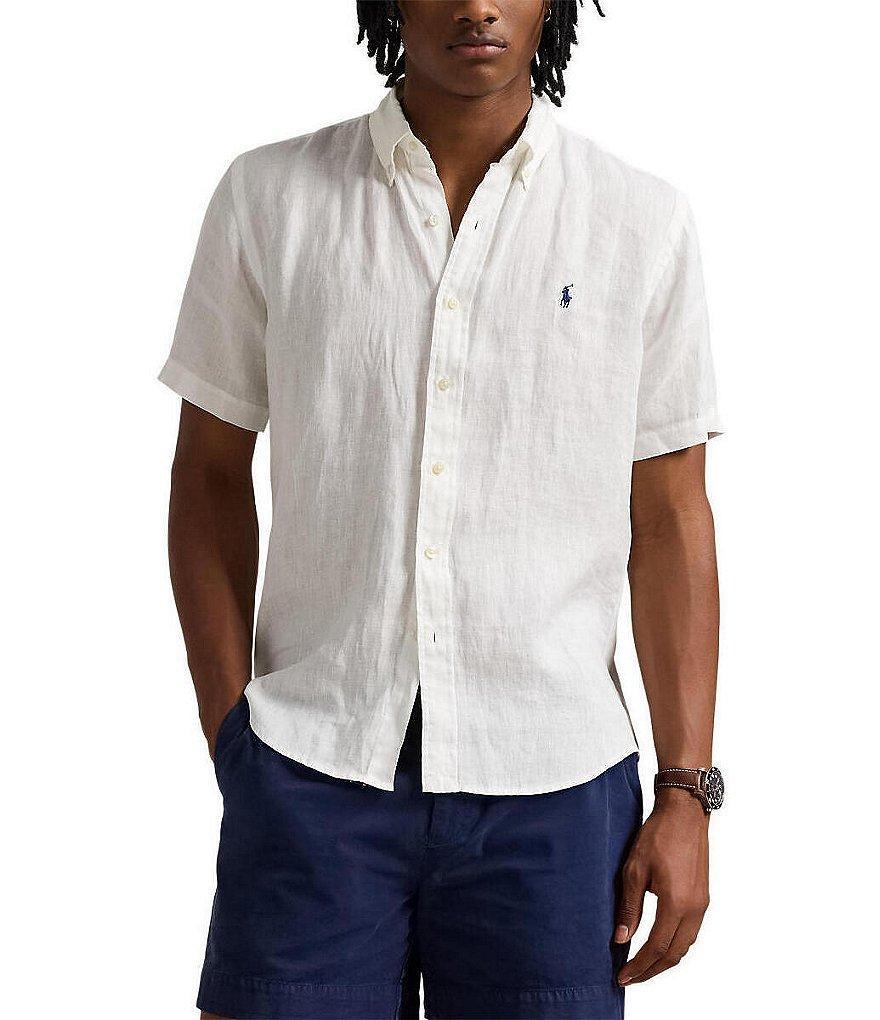 Polo Ralph Lauren Solid Linen Short Sleeve Woven Shirt Product Image