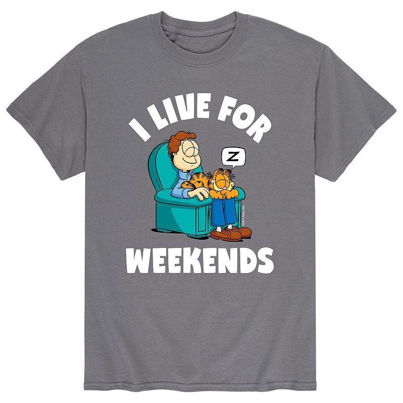 Mens Garfield Live For Weekends Tee Grey Product Image